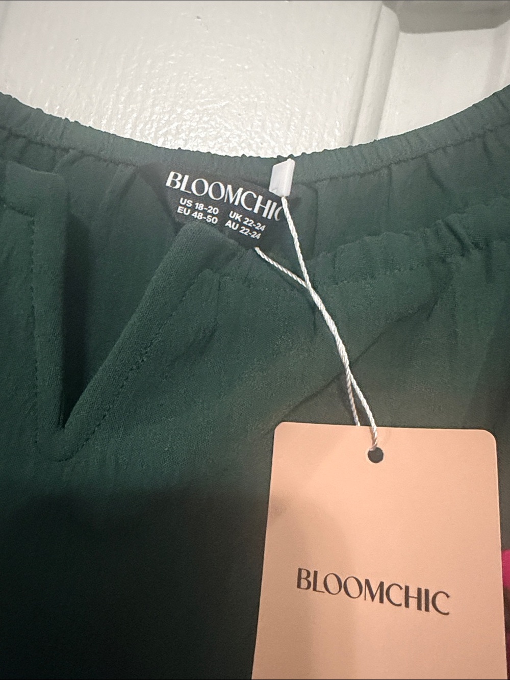 BloomChic Forest Green Short Sleeve Peasant Top - Picture 2 of 4